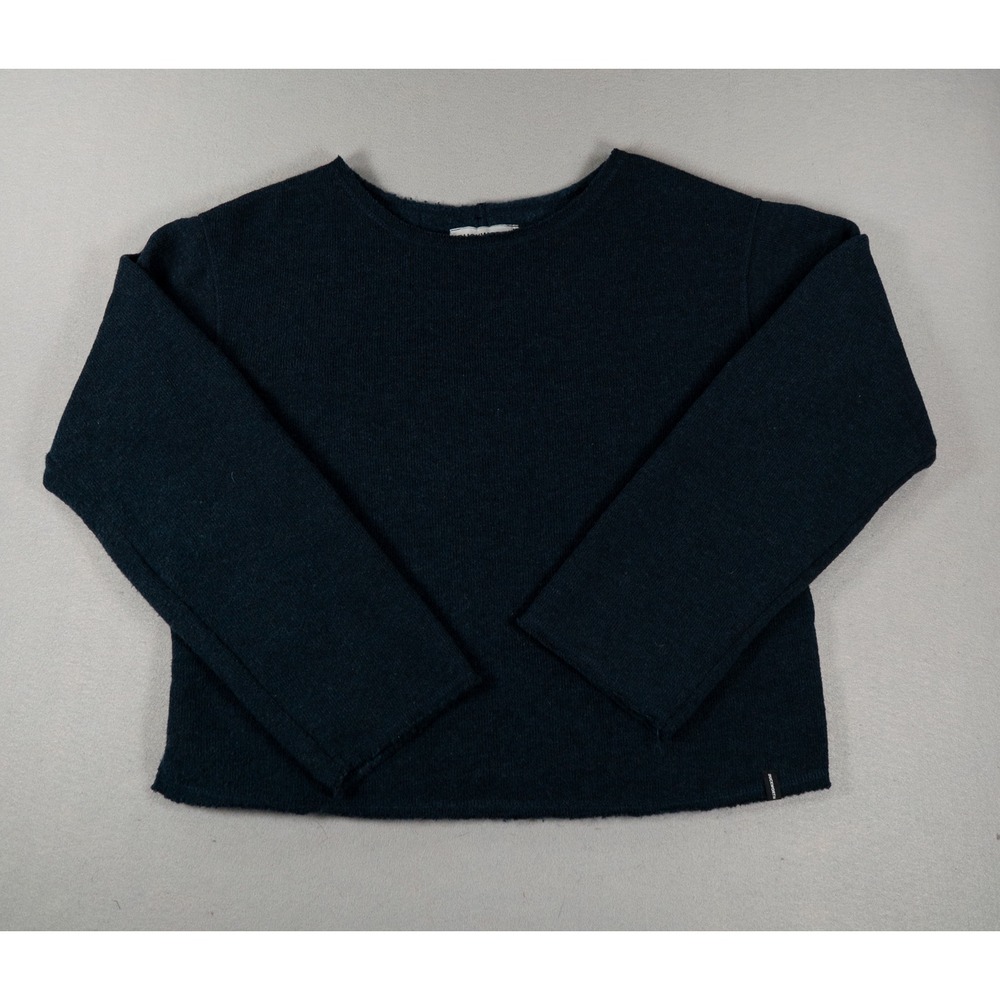 Duckworth Womens Powder Sweater Rambouillet Merino Wool Blend Navy Blue Large